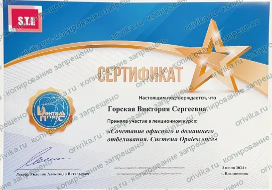 Сертификат S.T.I. — Opalescence